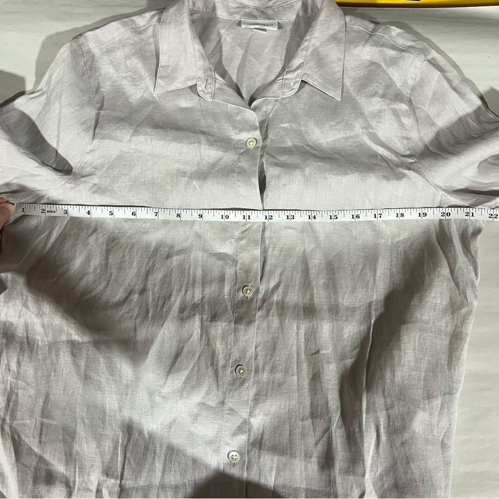 J. Jill Love Linen 100% Linen Light Gray Silver Button Down Shirt - Picture 9 of 10